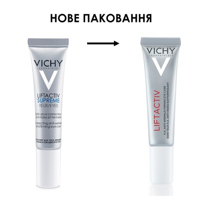 Крем навколо очей Vichy Liftactiv H.A. розгладжувальний з гіалуроновою кислотою для корекції зморшок та темних кіл, 15 мл