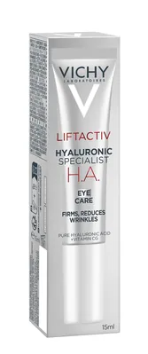 Крем навколо очей Vichy Liftactiv H.A. Hyaluronic Specialist розгладжувальний з гіалуроновою кислотою для корекції зморшок та темних кіл, 15 мл