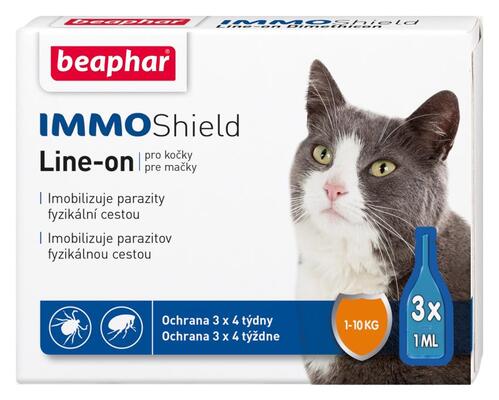 Краплі на холку Beaphar IMMO Shield Line-on протипаразитарні з силіконовою олією для котів, 1 піпетка
