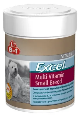 Мультивітамінний комплекс 8in1 Excel Multi Vitamin Small Breed для собак дрібних порід, 70 таблеток