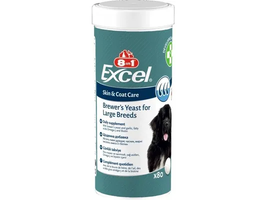 Пивні дріжджі 8in1 Excel Brewers Yeast Large Breed для собак великих порід, 80 таблеток