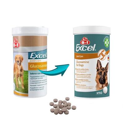 Хондропротектор 8in1 Excel Glucosamine для собак, 110 таблеток