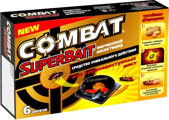 Ловушка от тараканов и муравьёв Combat Super Bait, 6 дисков