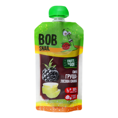 Пюре фруктовое Bob Snail Fruits To Go Смузи Груша-Лесная Ежевика, пастеризованное, 120 г