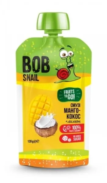 Пюре фруктове Bob Snail Fruits To Go Смузі Манго-Кокос, пастеризоване, 120 г