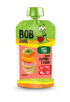 Пюре фруктовое Bob Snail Fruits To Go Смузи Хурма-Гуава, пастеризованное, 120 г