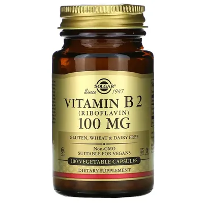 Вітамін В2 Solgar Vitamin B2 (Riboflavin) 100 мг вег. капсули №100