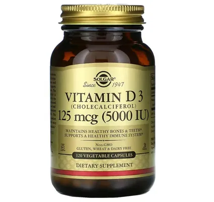Вітамін Д3 Solgar Vitamin D3 (Cholecalciferol) 125 мкг (5000 МО) вег. капсули №120