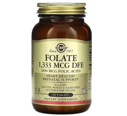 Solgar Фолат Folate 1333 мкг DFE (800 мкг фолиевой кислоты), 250 таблеток