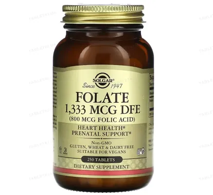 Фолат Solgar Folate 1,333 мкг DFE (800 мкг FOLIC ACID) таблетки №250