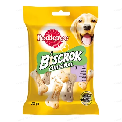 Ласощі для собак Pedigree Biscrok, бісквітні кісточки, 200 г