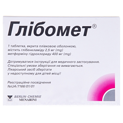 Глибомет таблетки, п/плен. обол. №40 (20х2)