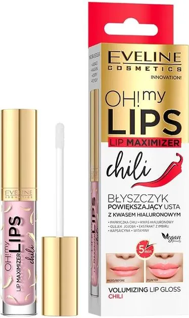 Блиск для збільшення об'єму губ Eveline Oh!My Lips - Lip Maximizer Чилі, 4.5 мл