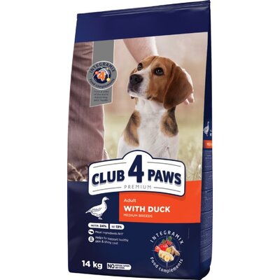 Корм сухий для дорослих собак середніх порід Club 4 Paws Преміум з качкою, 14 кг