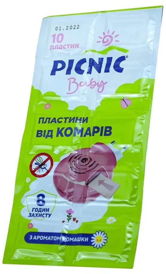 Пластини Picnic Baby від комарів 8 годин захисту, 10 ш