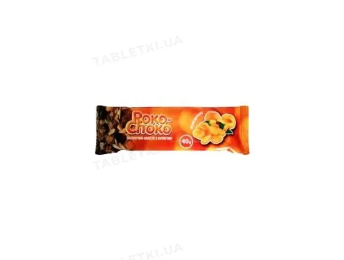 Батончик-мюслі Roko-Choko з курагою в кондитерській глазурі, 40 г