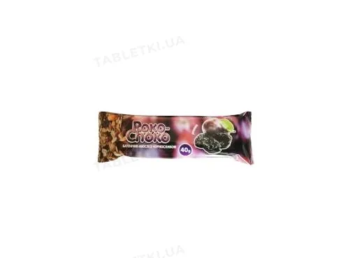 Батончик-мюслі Roko-Choko з чорносливом в кондитерській глазурі, 40 г