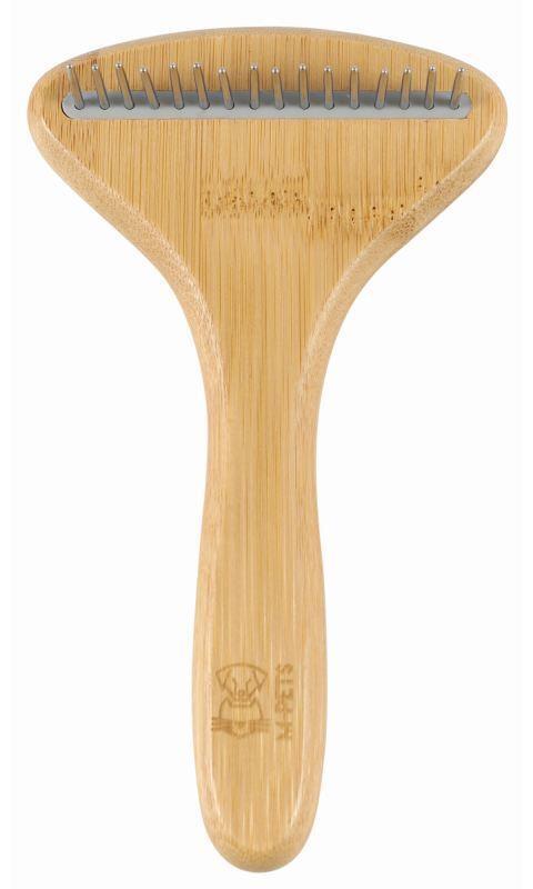 Расческа M-Pets Bamboo Rake Comb with Rotating Teeth с вращающимися зубцами из бамбука для собак и кошек, 16 зубчиков