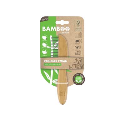 Расческа M-Pets Bamboo Regular Comb with Rotating Teeth с вращающимися зубцами из бамбука для собак и кошек, 16 зубчиков
