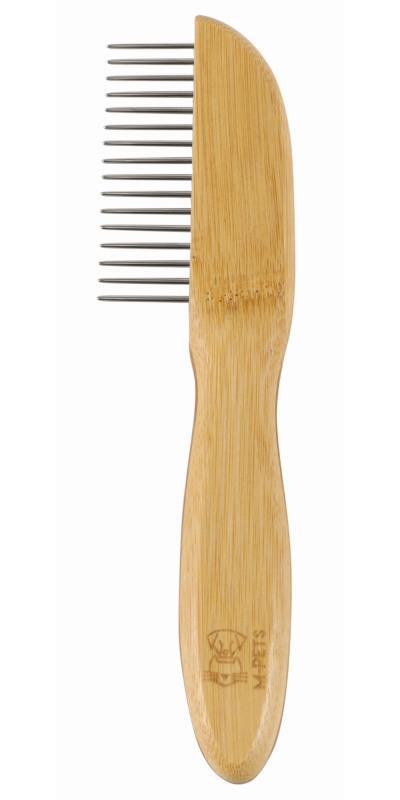 Расческа M-Pets Bamboo Regular Comb with Rotating Teeth с вращающимися зубцами из бамбука для собак и кошек, 16 зубчиков