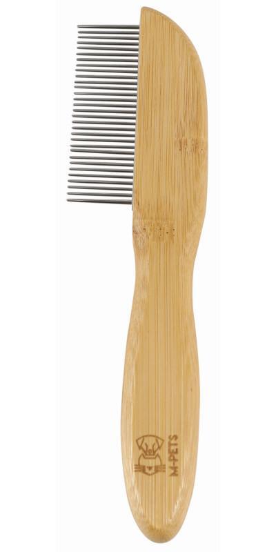 Расческа M-Pets Bamboo Regular Comb with Rotating Teeth с вращающимися зубцами из бамбука для собак и кошек, 31 зубчик