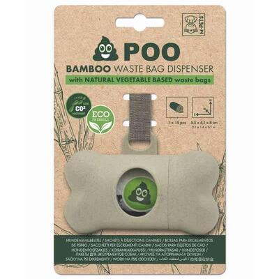 Диспенсер M-Pets Poo Bamboo Waste Bag из бамбука с органическими мешками для отходов жизнедеятельности животных
