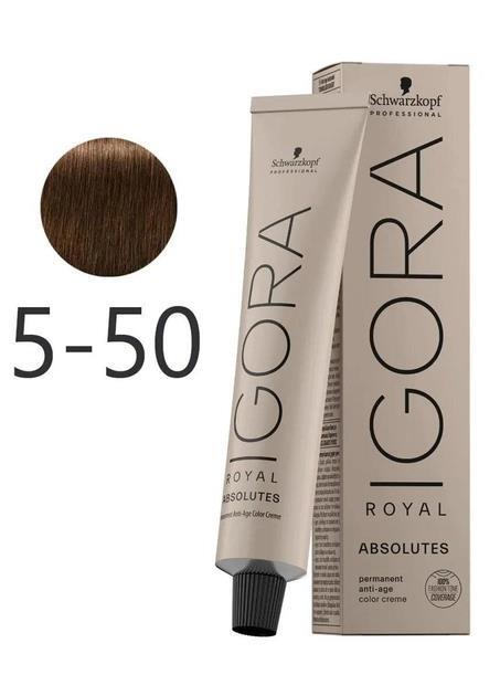 Фарба для волосся Schwarzkopf Professional Igora Royal Absolutes 5-50 Світло-коричневий натуральний золотистий, 60 мл