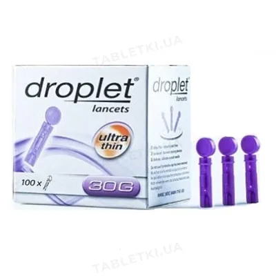 Ланцети Droplet медичні, стерильні G30, 100 штук