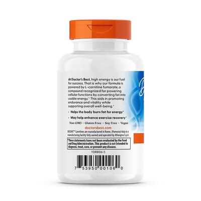 Амінокислота Doctor's Best L-Carnitine Fumarate, 60 капсул