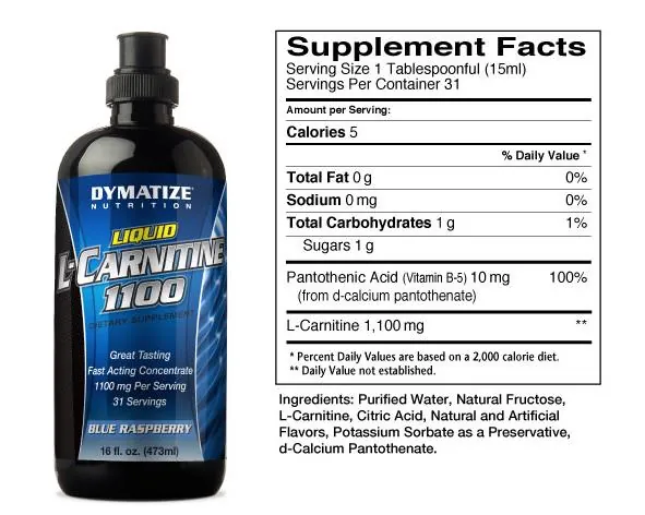 Амінокислота Dymatize Nutrition L-Carnitine 1100 Liquid blue raspberry, 473 мл