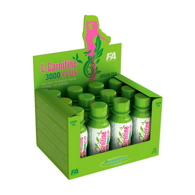 Аминокислота Fitness Authority L-Carnitine 3000 Plus green tea, 12 штук по 100 мл