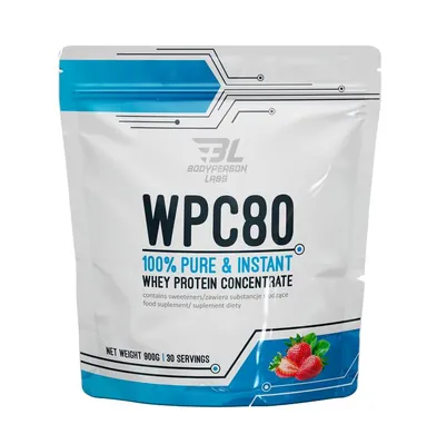 Протеїн сироватковий концентрат Bodyperson Labs WPC80 полуниця, 900 г