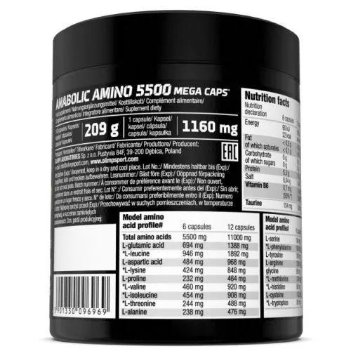 Амінокислоти Olimp Anabolic Amino 5500 Mega, 180 капсул