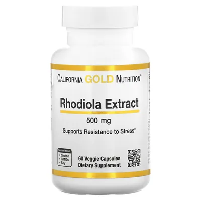 Родіоли екстракт California Gold Nutrition Rhodiola Extract 500 мг, 60 вегетаріанських капсул