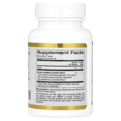 Спіруліна California Gold Nutrition Spirulina AstaBlue Complex, 60 таблеток