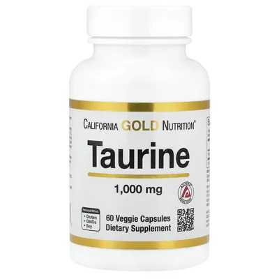 Таурин California Gold Nutrition Taurine 1000 мг, 60 вегетаріанських капсул