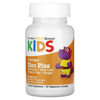 Цинк плюс California Gold Nutrition KIDS Zinc Plus для дітей, смак мандарин, 90 пастилок