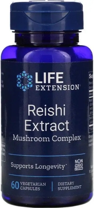 Грибы рейши Life Extension Reishi, 60 капсул