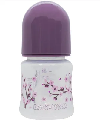 Пляшечка Baby-Nova 45001-1 поліпропілен з декором, бузковий, 150 мл