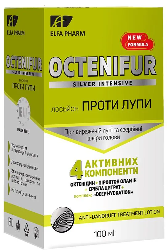 Лосьйон Elfa Pharm Octenifur Silver Intensive проти лупи, 100 мл