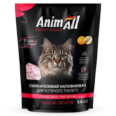 Наполнитель для туалета AnimAll силикагелевый Розовый сапфир (розовый лепесток), 3,8 л