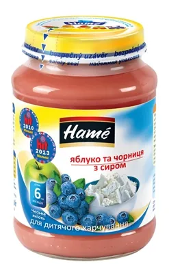 Пюре фруктове Hame Яблуко та чорниця з сиром, 190 г