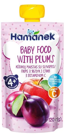 Пюре фруктове Hame Hamanek Яблуко і слива, 120 г