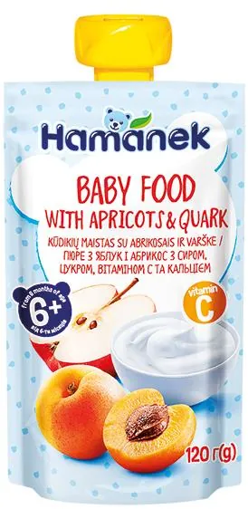 Пюре фруктове Hame Hamanek Яблуко і абрикос з сиром, 120 г