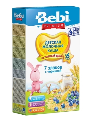 Каша молочна Bebi Premium 7 злаків з чорницею, з 6 місяців, 200 г
