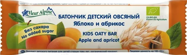 Батончик Fleur Alpine Kids Oaty Bar дитячий вівсяний Яблуко і абрикос, 23 г