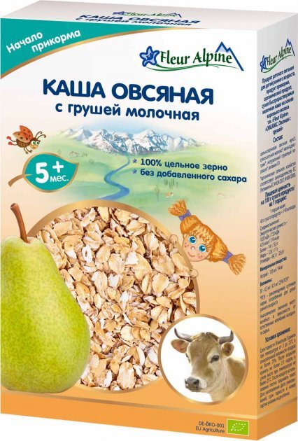 Каша молочная Fleur Alpine Овсяная с грушей для детей с 5 месяцев, 200 г