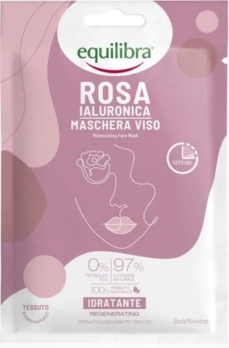 Маска для обличчя Equilibra Rosa з гіалуроновою кислотою тканинна, 1 шт