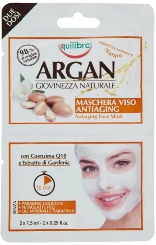 Маска для обличчя Equilibra Argan омолоджуюча, 2 шт х 7,5 г