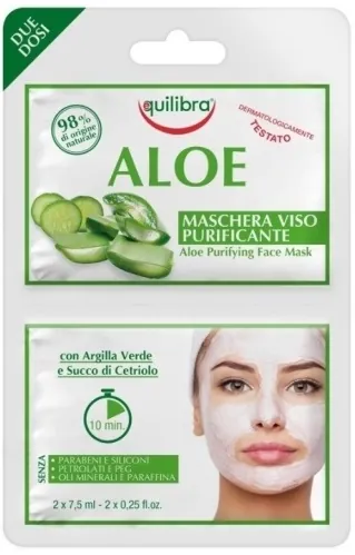 Маска для обличчя Equilibra Aloe очищуюча, 2 шт х 7,5 г